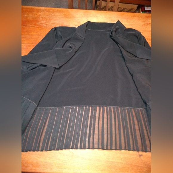 Milli Black Sheer Open Front Jacket, Size S, Pleated Hem & Cuffs, Flowy … - Picture 4 of 12